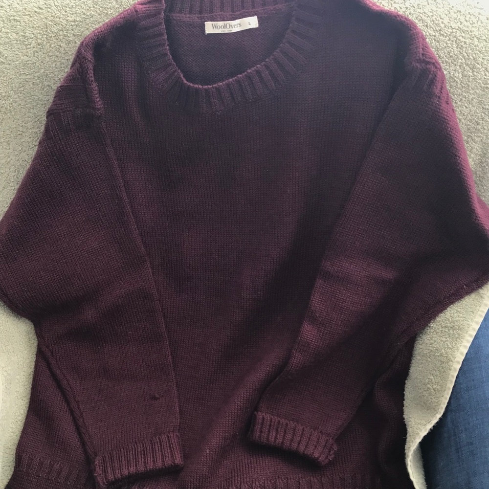 NWOT Woolovers Jumper Sweater Size L 100% Merino Wool “Dark Berry” Ribbed Knit - Picture 3 of 7